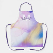 Tablier Aquarelle violet Abstrait Girly Luxury Monogramme (Recto)