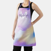 Tablier Aquarelle violet Abstrait Girly Luxury Monogramme (Insitu)