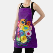 Tablier Aquarelle violet fleurs lolaires florales (Insitu)