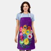 Tablier Aquarelle violet fleurs lolaires florales (Porté)