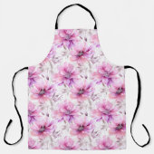 Tablier Aquarelle violet rose Motif de printemps (Recto)