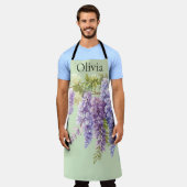 Tablier Aquarelle violette glycine florale lilas botanique (Porté)