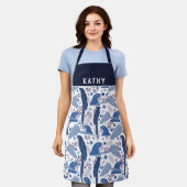 Tablier Ara Parrot Blue Rose Tropical Leaf Nom du Motif (Porté)