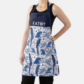 Tablier Ara Parrot Blue Rose Tropical Leaf Nom du Motif (Insitu)