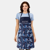 Tablier Ara Parrot Blue Tropical Leaf Nom du Motif (Porté)