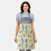 Tablier Ara Parrot Jaune Gris Tropical Motif de feuille (Porté)