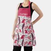 Tablier Ara Parrot Rouge Feuille Tropicale Nom du Motif (Insitu)