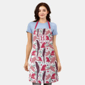 Tablier Ara Parrot Rouge Motif de feuille tropicale Monogr (Porté)