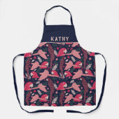 Tablier Ara Parrot Rouge rose Tropical Leaf Nom du Motif (Recto)