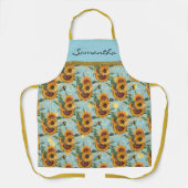 Tablier Arbe Motif dorée à fleur de soleil Floral (Recto)