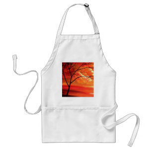 Tablier Arbre Abstrait et coucher de soleil rouge
