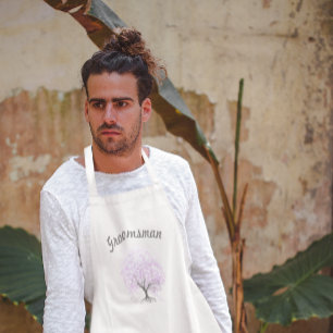 Tablier Arbre de Lavande à Feuilles de Cœur Mariage Oiseau