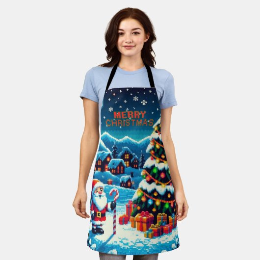 Tablier Arbre de Noël 8 bits & Père Noël (Porté)