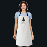 Tablier Arbre de Noël bleu et vert de la marine<br><div class="desc">Tablier moderne de Noël avec un design intemporel avec un sapin de Noël avec un motif bleu marine et vert pâle muet ainsi que l'accueil "Joyeux Noël".</div>