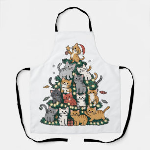 Tablier Arbre de Noël Chat Drôle Chaton Animal de Compagni