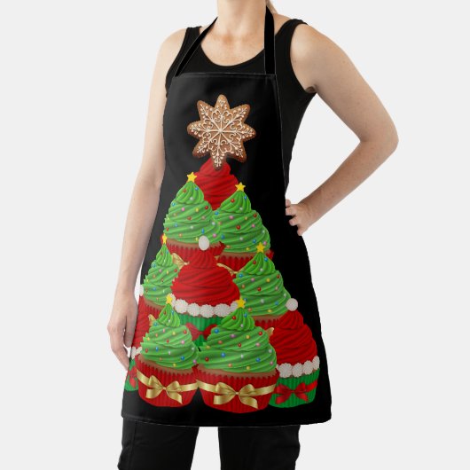 Tablier Arbre de Noël Cupcake Rouge et vert (Insitu)
