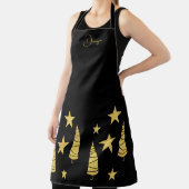 Tablier Arbre De Noël D'Or Et Étoiles Monogrammes (Insitu)