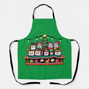 Tablier Arbre de Noël en Sushi Festif - Art Pixel mignon