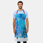 Tablier Arbre de Noël et bijoux à flocons de neige (Porté)