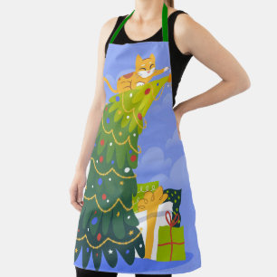 Tablier Arbre de Noël et chat