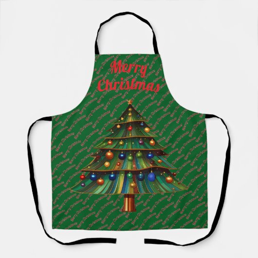 Tablier Arbre de Noël festif et joyeux Fête (Recto)