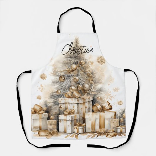 Tablier Arbre de Noël Gold Retro (Recto)