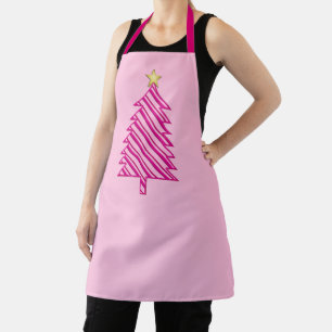 Tablier Arbre de Noël moderne en Pink Peppermenthe