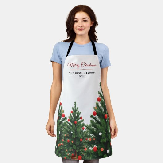 Tablier Arbre de Noël personnalisé au nom de famille (Porté)