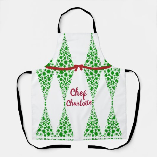 Tablier Arbre de Noël personnalisé Thème Vert Chef Apron (Recto)