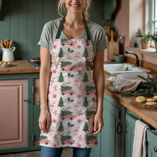 Tablier Arbre de Noël rose Vintage Retro Van