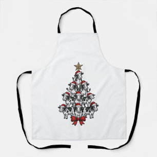 Tablier Arbre de Noël vache Gravure vintage Ferme de vacan