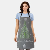 Tablier Arbre de Noël vert et flocon de neige (Porté)