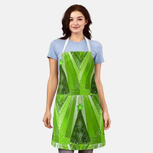 Tablier Arbre de Noël vert moderne avec étoile (Porté)