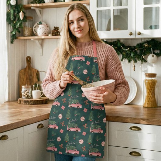 Tablier Arbre de Noël vert Vintage Retro Van