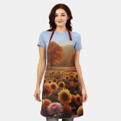 Tablier Arbres d'automne/champ avec chrysanthèmes (Porté)