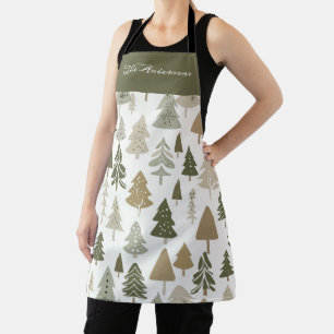 Tablier Arbres de Noël modernes Nom Motif