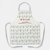 Tablier Arbres de Noël scandinaves dessinés à la main (Recto)