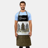 Tablier Arbres Empreintes de léopard et de Noël (Porté)