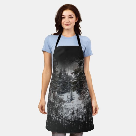 Tablier Arbres neigeux forestiers | Impression Forêt neige (Porté)