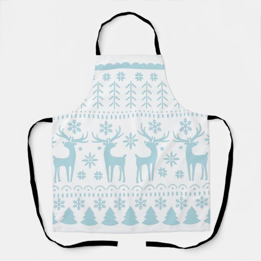 Tablier Arctic Blue Folk Art thème hiver (Recto)