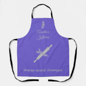 Tablier Ardoise Bleue avec Argent Rouleau et Herbe Design (Recto)