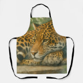 Tablier Ardoise dorée - Leopard reposant en feuillage (Recto)