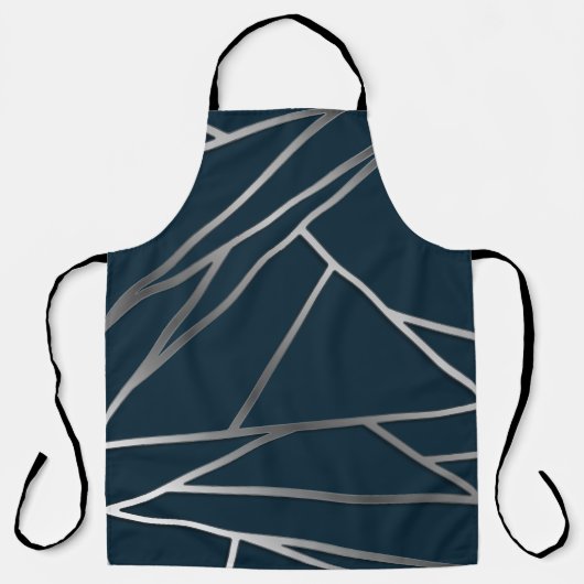 Tablier Argent bleu moderne géométrique (Recto)