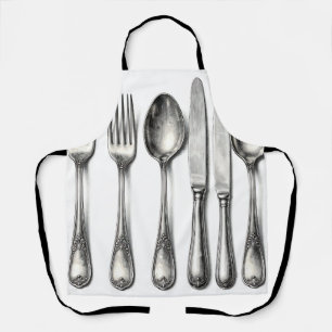 Tablier Argenterie vintage ornée couverts cuisine