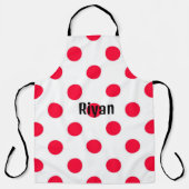Tablier Arrière - plan blanc point rouge avec nom (Recto)