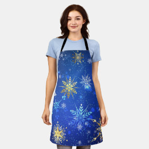 Tablier Arrière - plan Bleu XMAS avec des flocons de neige