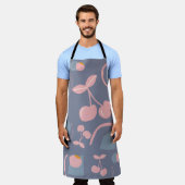 Tablier arrière - plan gris motif cerise (Porté)