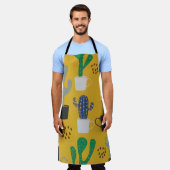 Tablier Arrière - plan motif sans couture Cactus. Col tiré (Porté)