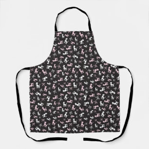 Tablier Arrière - plan noir caniche rose et blanc