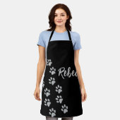 Tablier Arrière - plan noir Silver Dog Paws Motif d'impres (Porté)